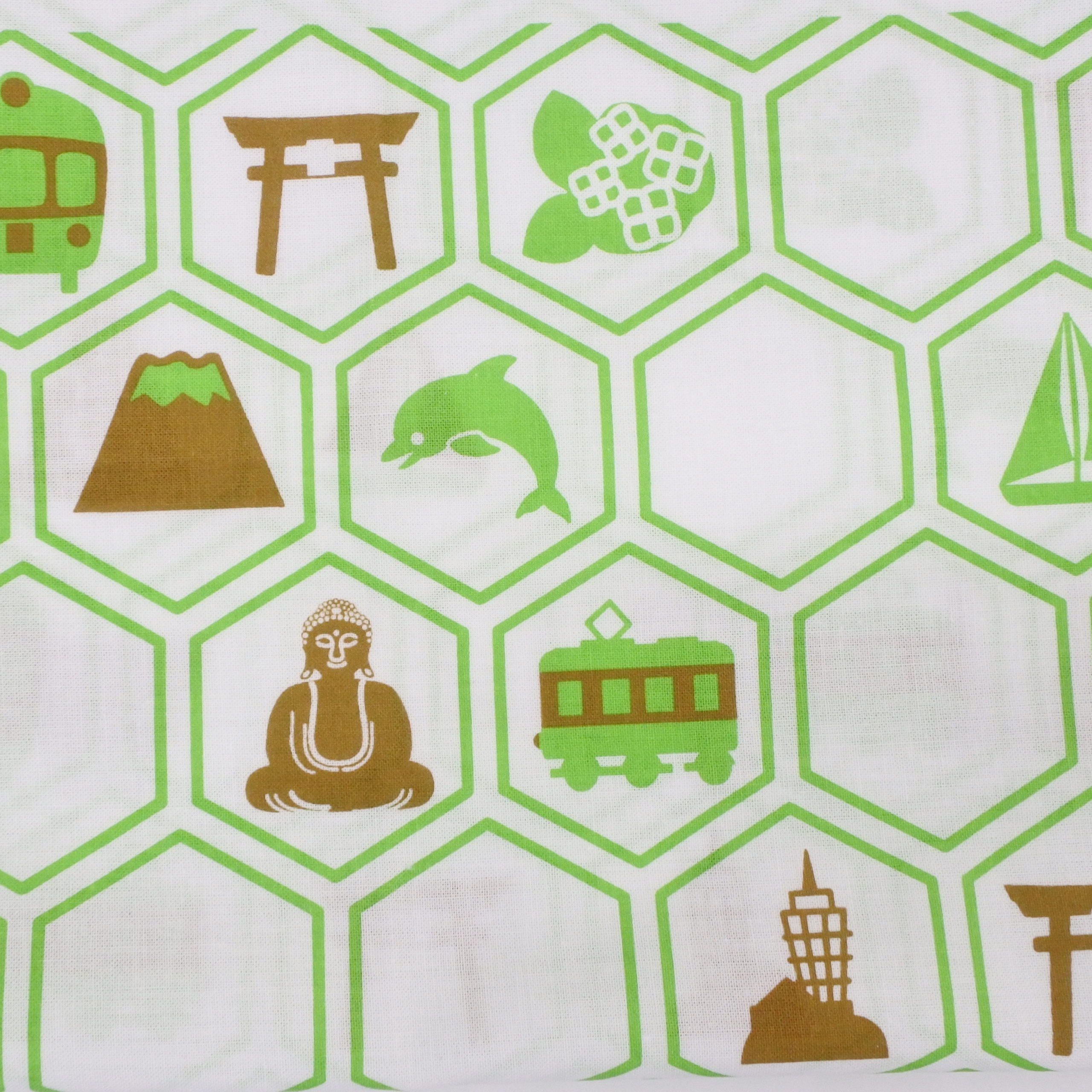 江ノ電手拭い 緑 亀甲 江ノ電グッズ 江ノ電エリアサービス